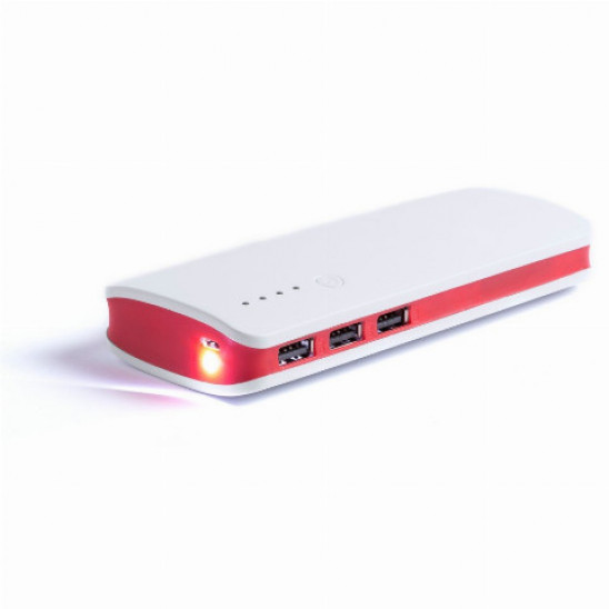 Повербанк 10000 mAh, світлодіодний індикатор білий/червоний